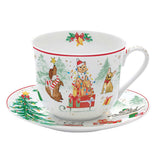 Bögre, csésze Cicás kutyás karácsonyi porcelán nagy csésze Christmas Gang