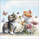 Cicás papírszalvéta 33x33 cm 20 db-os Kittens in flower field