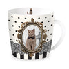 Bögre, csésze Cicás porcelán bögre fém díszdobozban csokornyakkendővel 250 ml