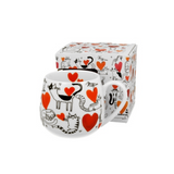 Bögre, csésze Cicás szívesecskés porcelán bögre 430 ml Cats and hearts