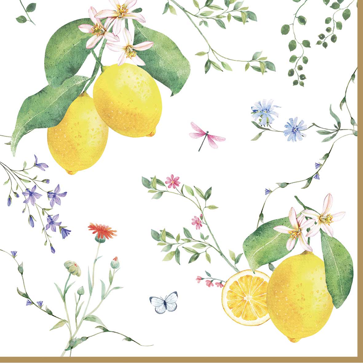 Szalvéta Citrom mintás papírszalvéta 33x33cm Fleurs et Citrons