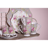 Klasszikus vintage stílusú porcelán csésze + alj 200 ml rózsaszín rózsás