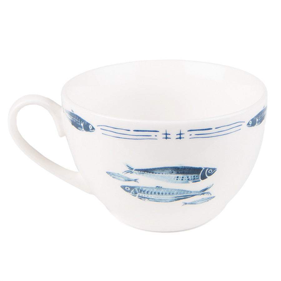 Porcelán csésze aljjal kék halas 250 ml