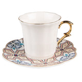 Porcelán kis eszpresszó kávés csésze aljjal csempe mintás 95 ml