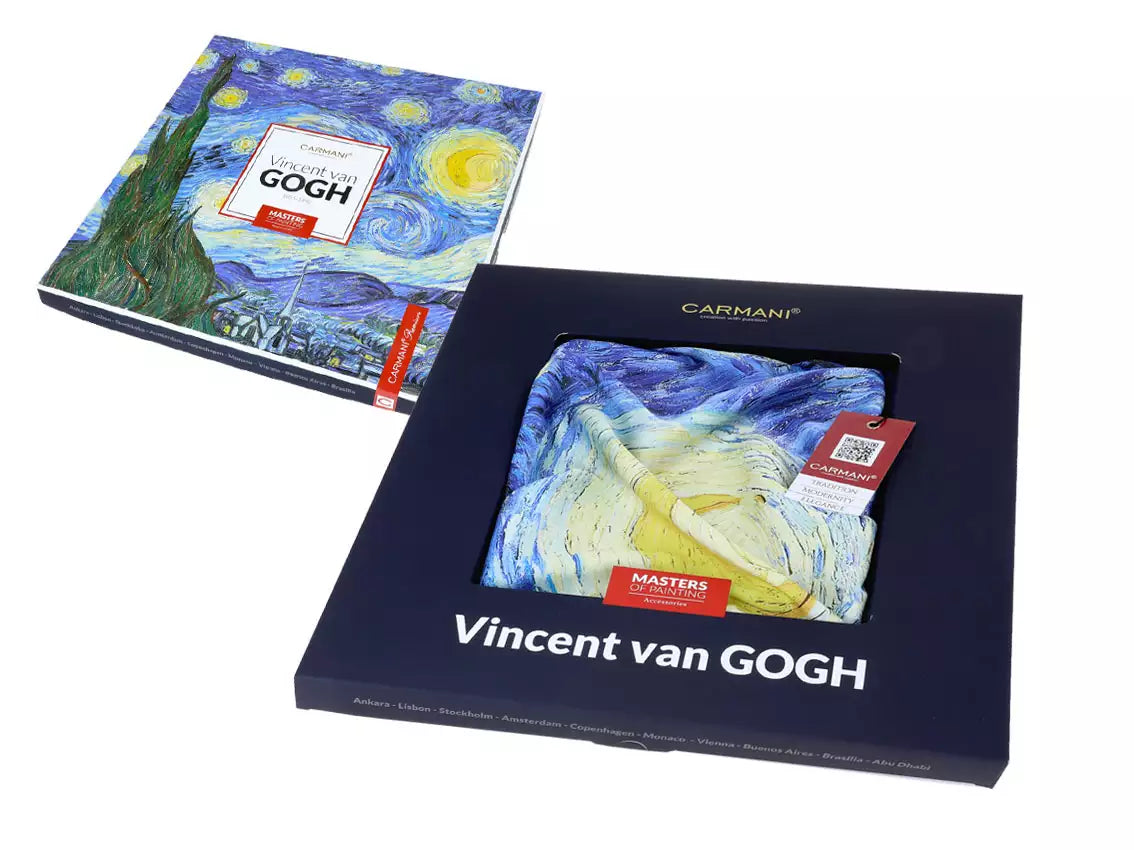 női divat Sál 50x180 cm polysatin Van Gogh Csillagos éj