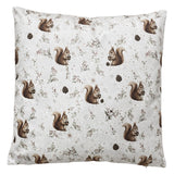 Díszpárna töltelékkel 45x45 cm polyester mókusos