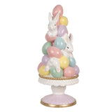 Húsvéti nagy kerámia dekoráció figura nyuszik tojásos tortaállványon 61 cm