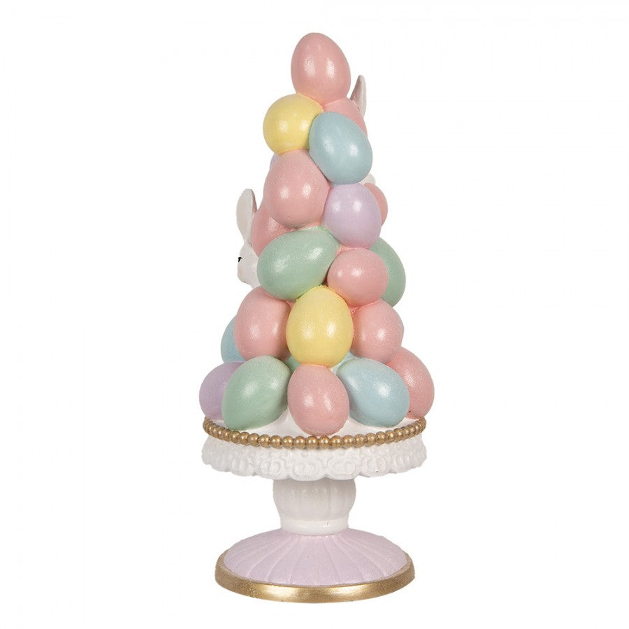 Húsvéti nagy kerámia dekoráció figura nyuszik tojásos tortaállványon 61 cm