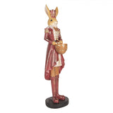 Dekoratív nyúl figura dobbal bézs piros színű 48 cm