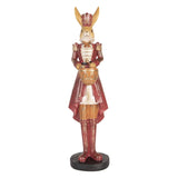 Dekoratív nyúl figura dobbal bézs piros színű 48 cm