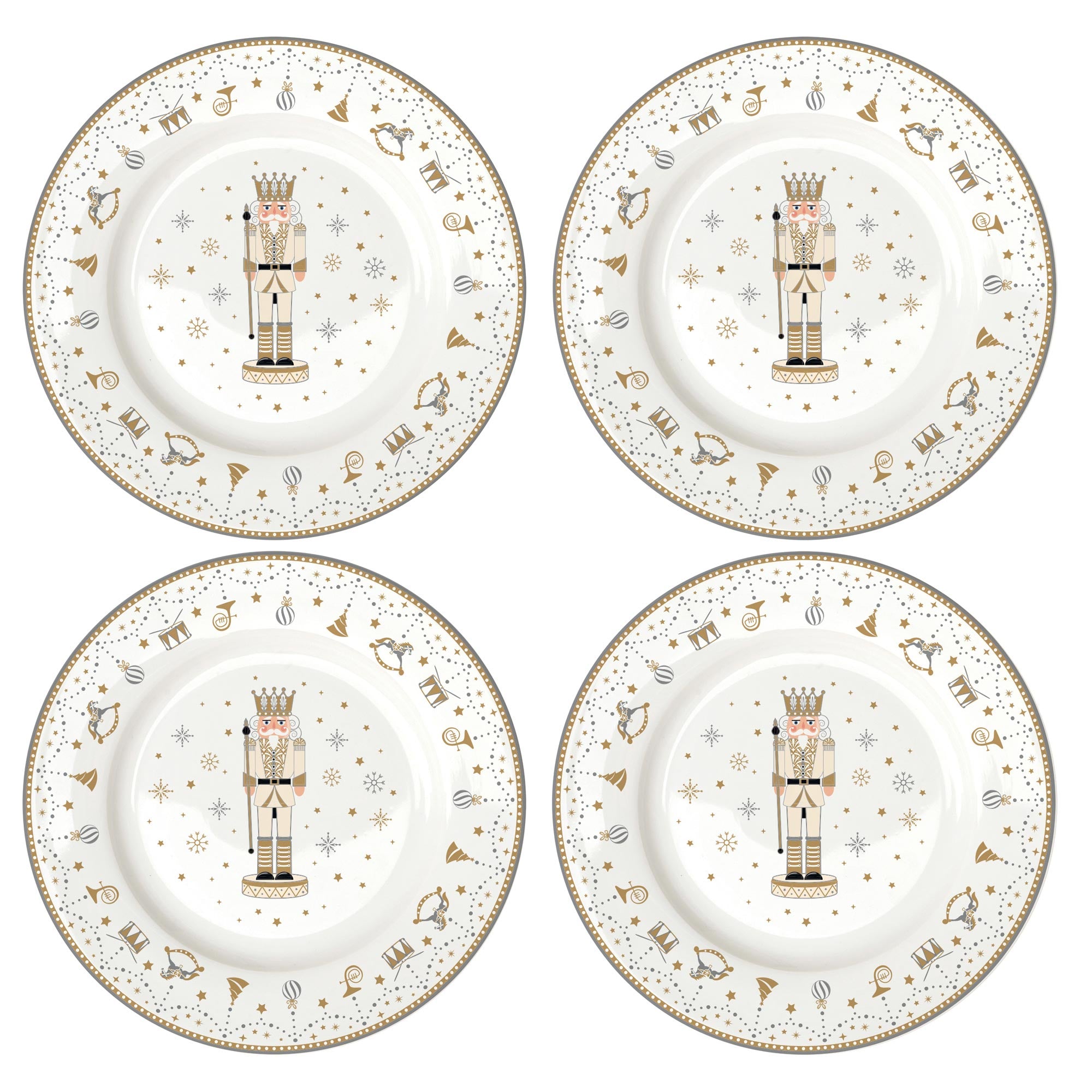Tányér, étkészlet Diótörő karácsonyi porcelán desszertes tányér 4 db Royal Nutcracker