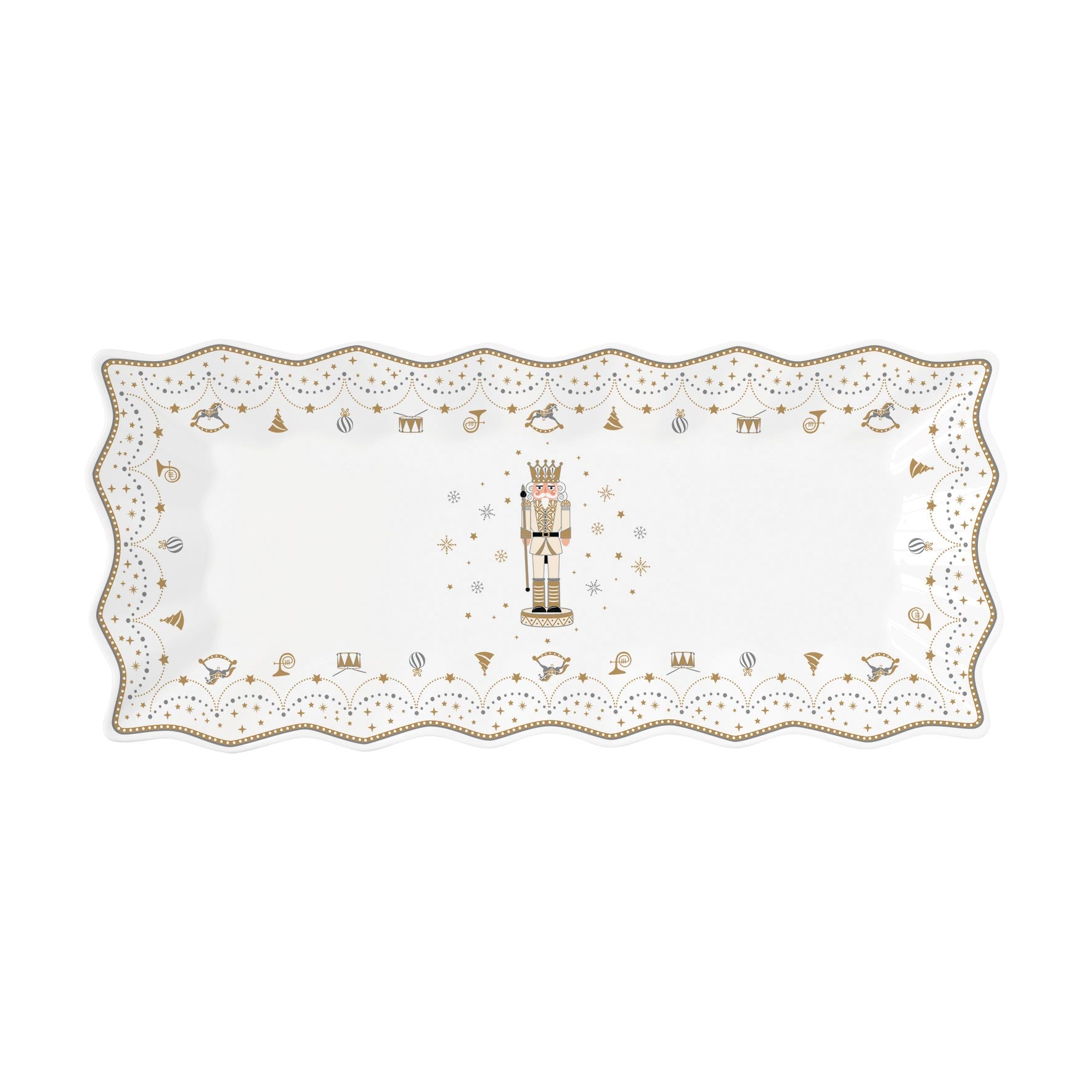 Tányér, étkészlet Diótörő karácsonyi porcelán hosszúkás tálca Royal Nutcracker