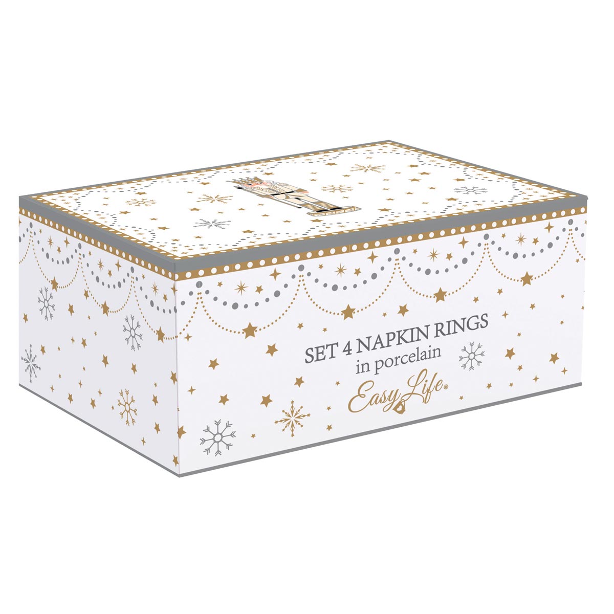 Tányér, étkészlet Diótörő karácsonyi porcelán szalvétagyűrű 4 db-os szett Royal Nutcracker