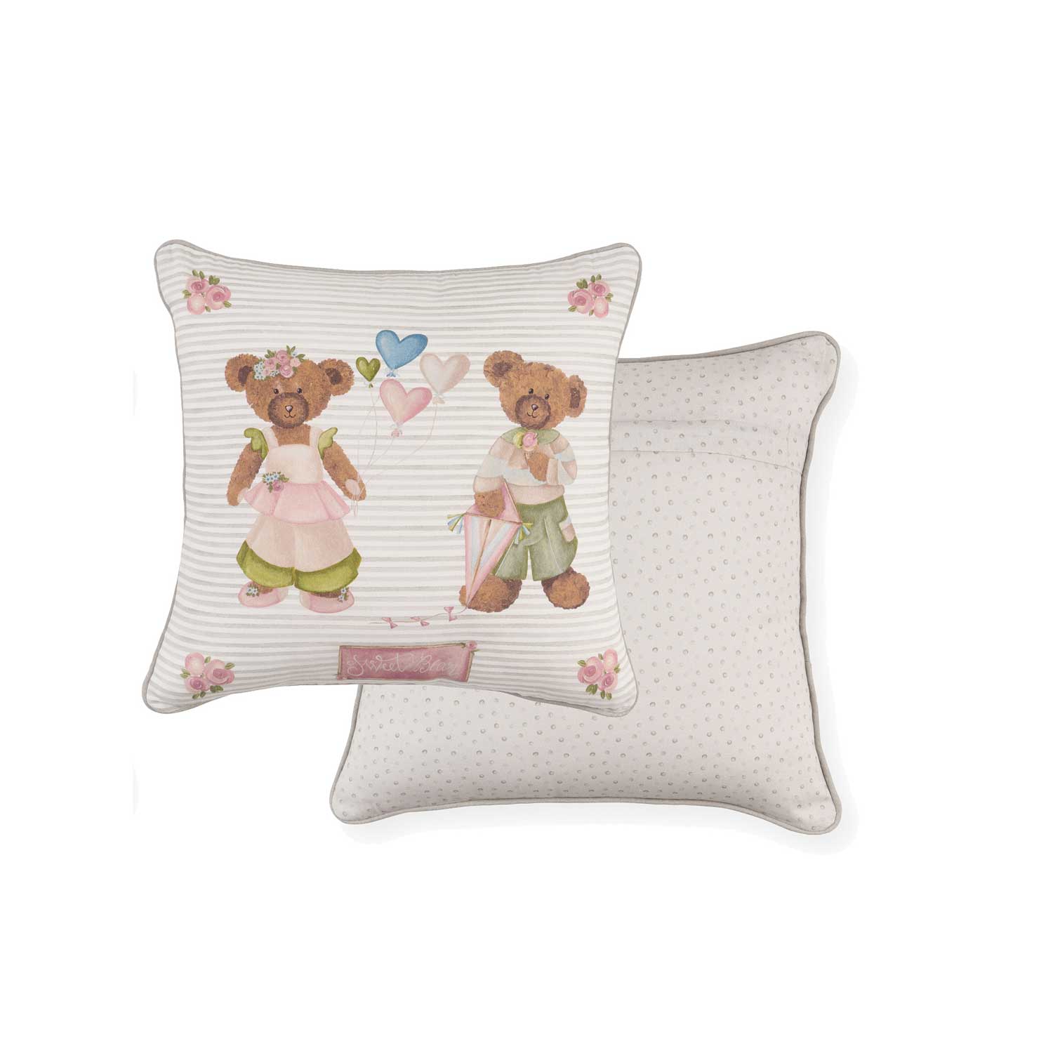 Pamut díszpárna töltelékkel 40x40 cm Sweet Bear fiú és lány