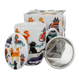 Macskavilág porcelán bögre fémszűrővel és tetővel – 350 ml