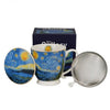 Van Gogh Csillagos éj porcelán csésze / bögre fémszűrővel és tetővel - 510 ml