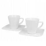 Modern fehér porcelán csésze aljjal - 250 ml - 2 személyes készlet díszdobozban