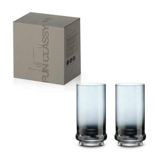 Pezsgős pohár Elegáns long drink pohár 2 db szett színes kék üveg