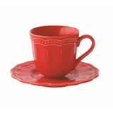 Bögre Elite Red piros porcelán kávés csésze domború mintával 110 ml