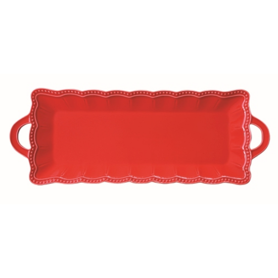 Tálka Elite Red piros porcelán tálca 43X16 cm