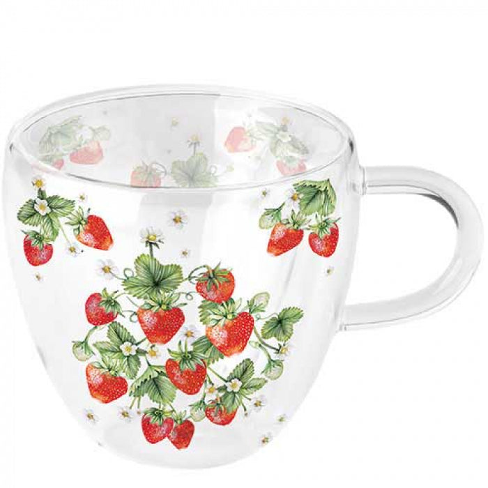 Bögre, csésze Epres duplafalú boroszilikát üveg pohár 250 ml Ambiente