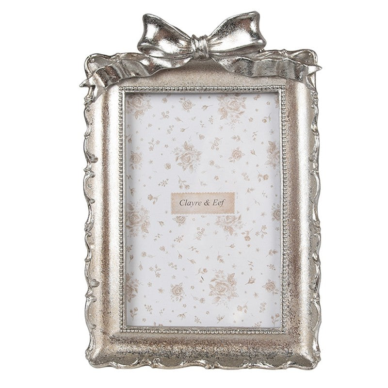 Képkeret Ezüst színű masnis vintage képkeret 10x15 cm