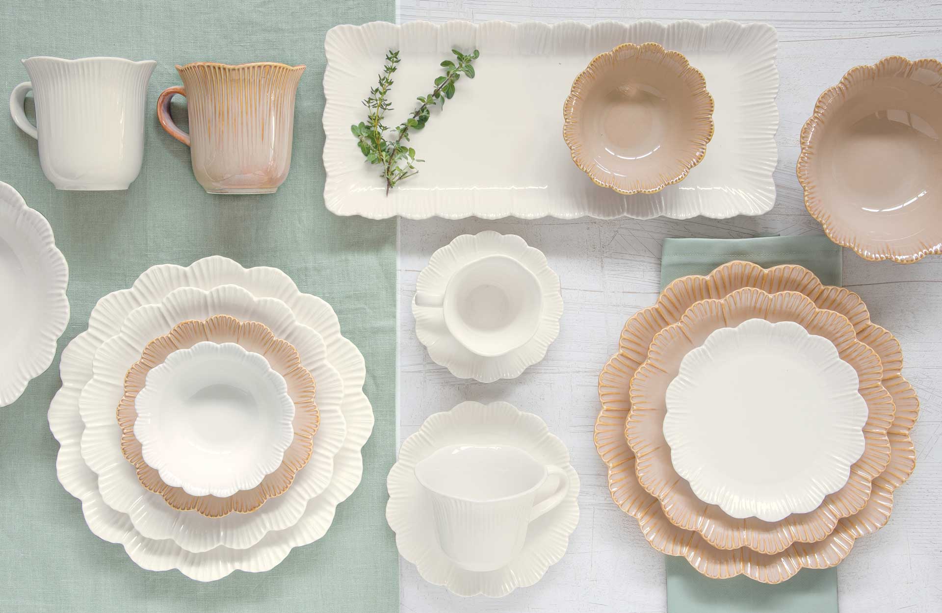 Tányér, étkészlet Fehér porcelán mélytányér Fleuri