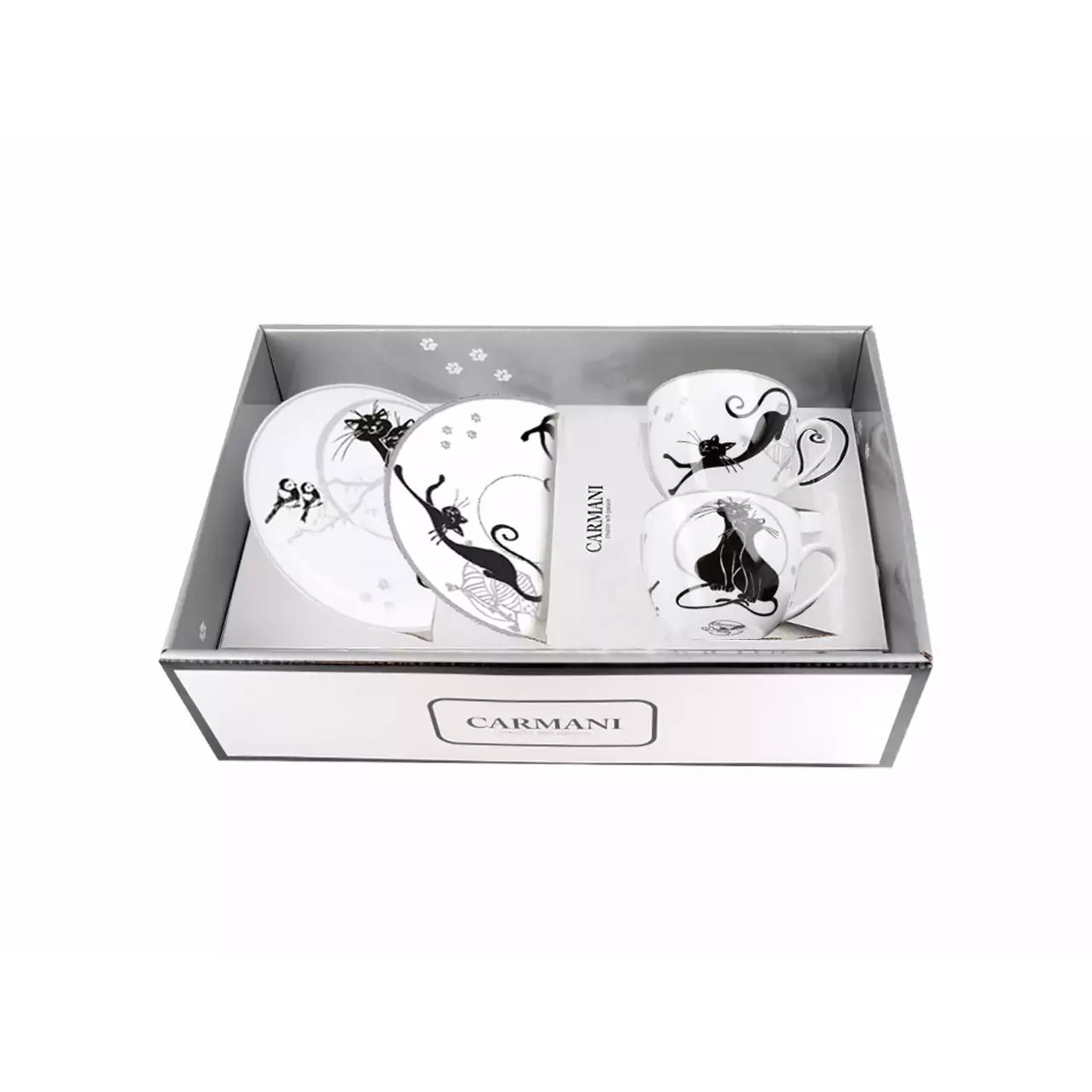 Bögre, csésze Fekete cicás porcelán csésze készlet 2 db