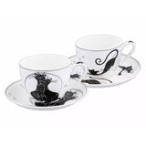 Bögre, csésze Fekete cicás porcelán csésze készlet 2 db