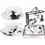 Bögre, csésze Fekete cicás porcelán csésze készlet 2 db