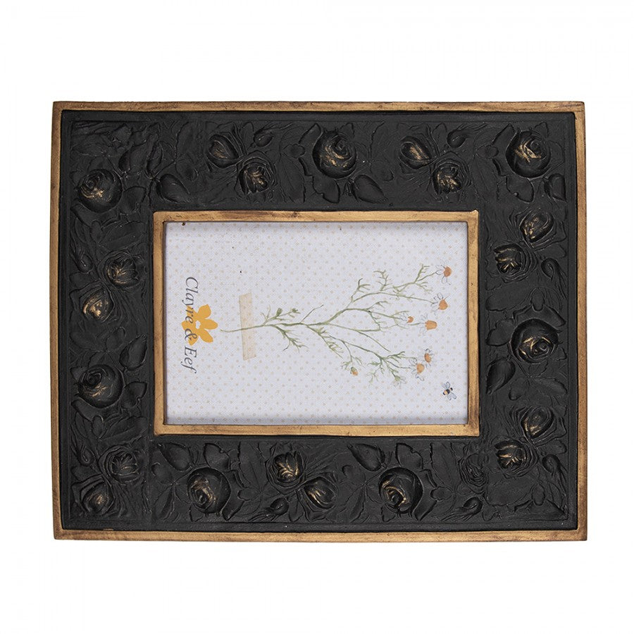 Képkeret Fekete rózsa virágos vintage képkeret 10x15 cm