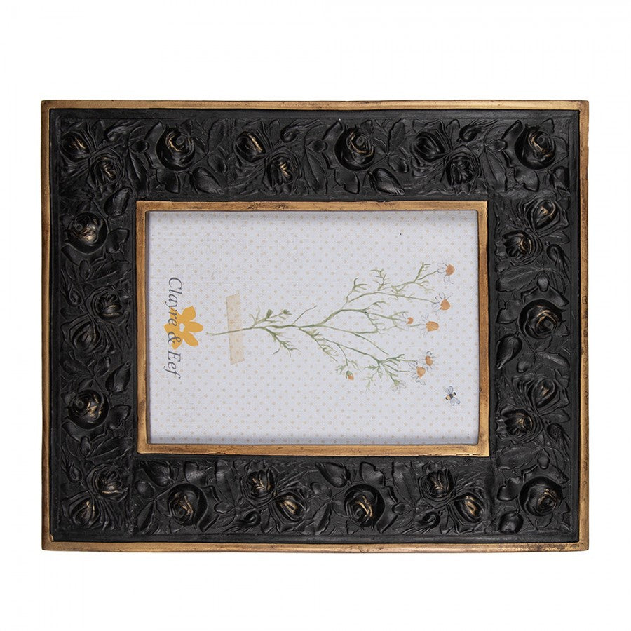 Képkeret Fekete rózsa virágos vintage képkeret 13x18 cm