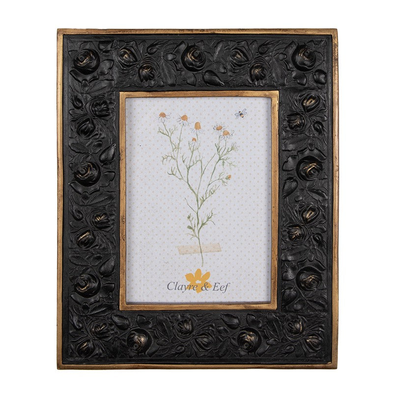 Képkeret Fekete rózsa virágos vintage képkeret 13x18 cm
