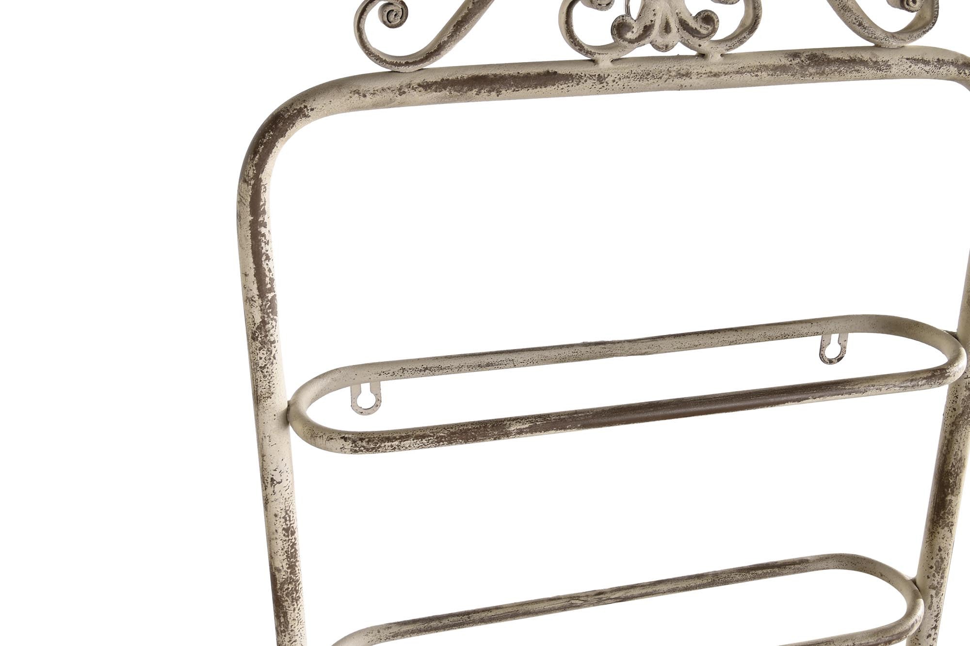 Bortartó Fém fali bortartó állvány antikolt fehér vintage stílusban