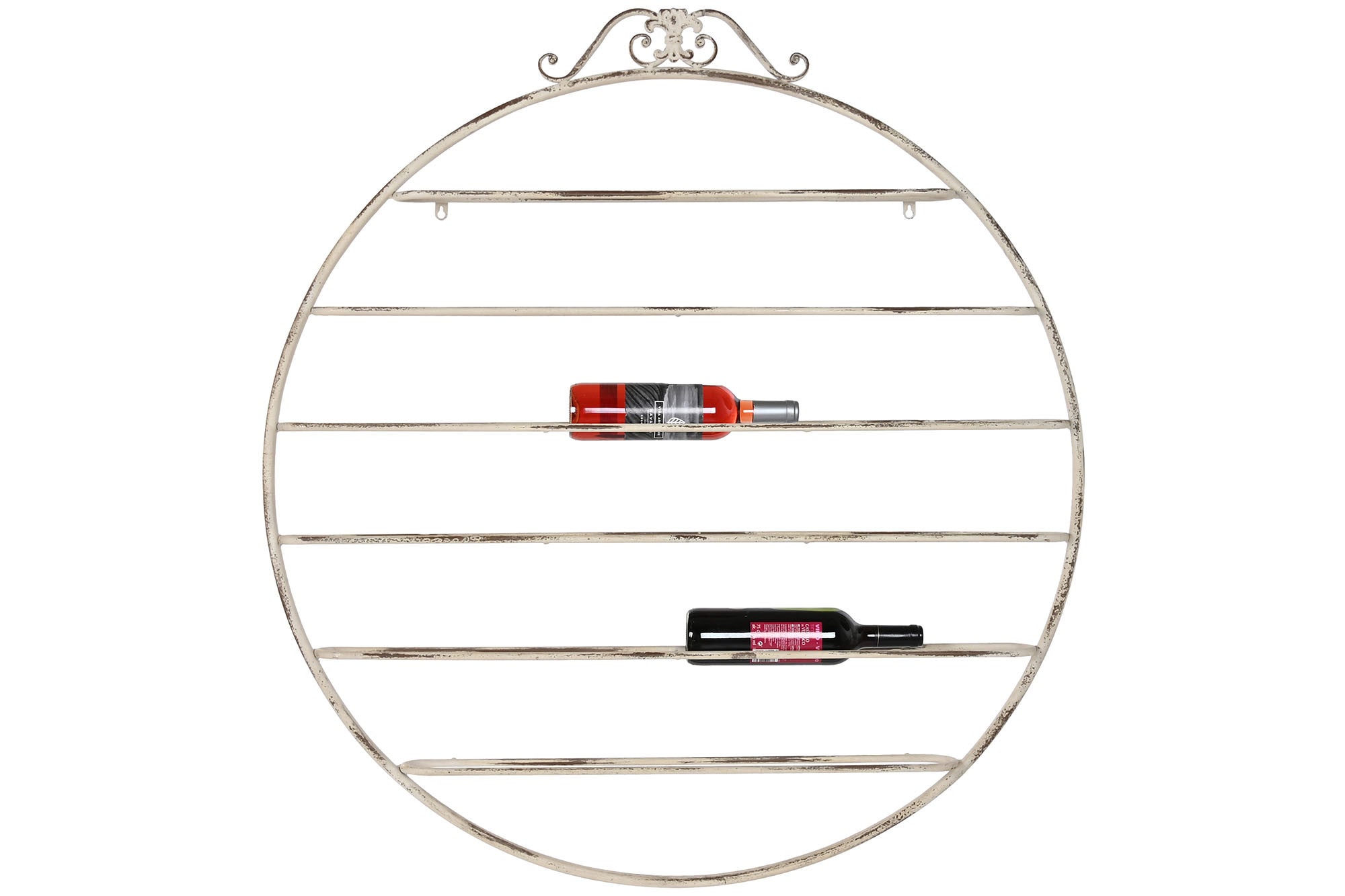 Bortartó Fém kerek fali bortartó állvány antikolt fehér