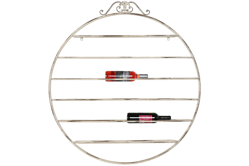 Bortartó Fém kerek fali bortartó állvány antikolt fehér