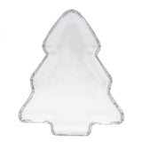 Fenyőfa alakú karácsonyi üveg kínáló tálka - 20x2,5 cm