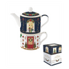 Karácsonyi porcelán egyszemélyes teáskészlet kanna + csésze díszdobozban Festive Avenue