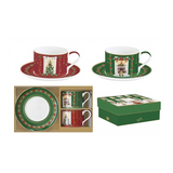 Karácsonyi porcelán csésze + alj 240 ml 2 személyes díszdobozban Festive Avenue