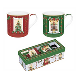 Karácsonyi porcelán bögre 2 db szett 300 ml díszdobozban Festive Avenue