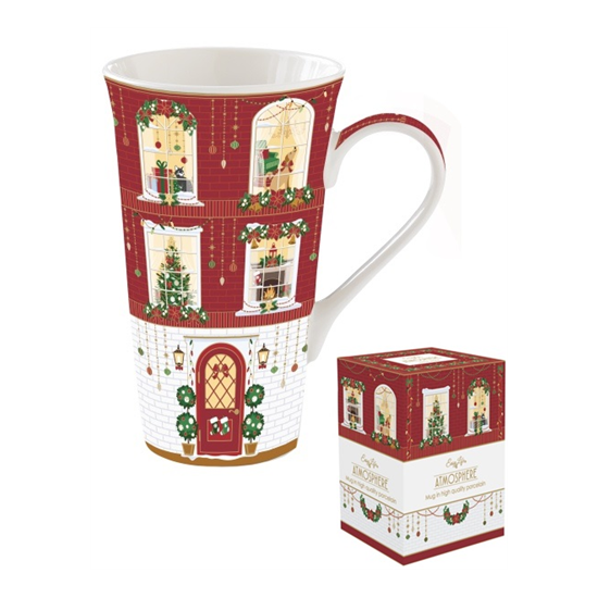 Karácsonyi porcelán nagy bögre 600 ml díszdobozban Festive Avenue