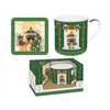 Karácsonyi porcelán bögre 300 ml parafa poháralátéttel díszdobozban Festive Avenue