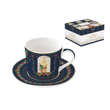 Karácsonyi porcelán reggeliző csésze + alj 380 ml díszdobozban Festive Avenue