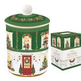 Karácsonyi porcelán nagy keksztároló 11,5x18 cm díszdobozban Festive Avenue