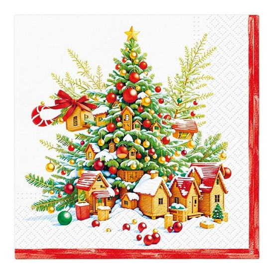 Háromrétegű karácsonyi papírszalvéta 33x33 cm 20 db Festive Joy Tree