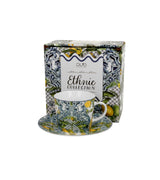 Porcelán csésze citrom és ananász mintás 240 ml díszdobozban