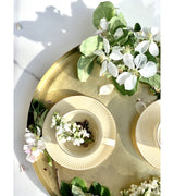 ELegáns porcelán kávés csésze + alj 120 ml 2 személyes Ecru díszdobozban arany szegélyyel