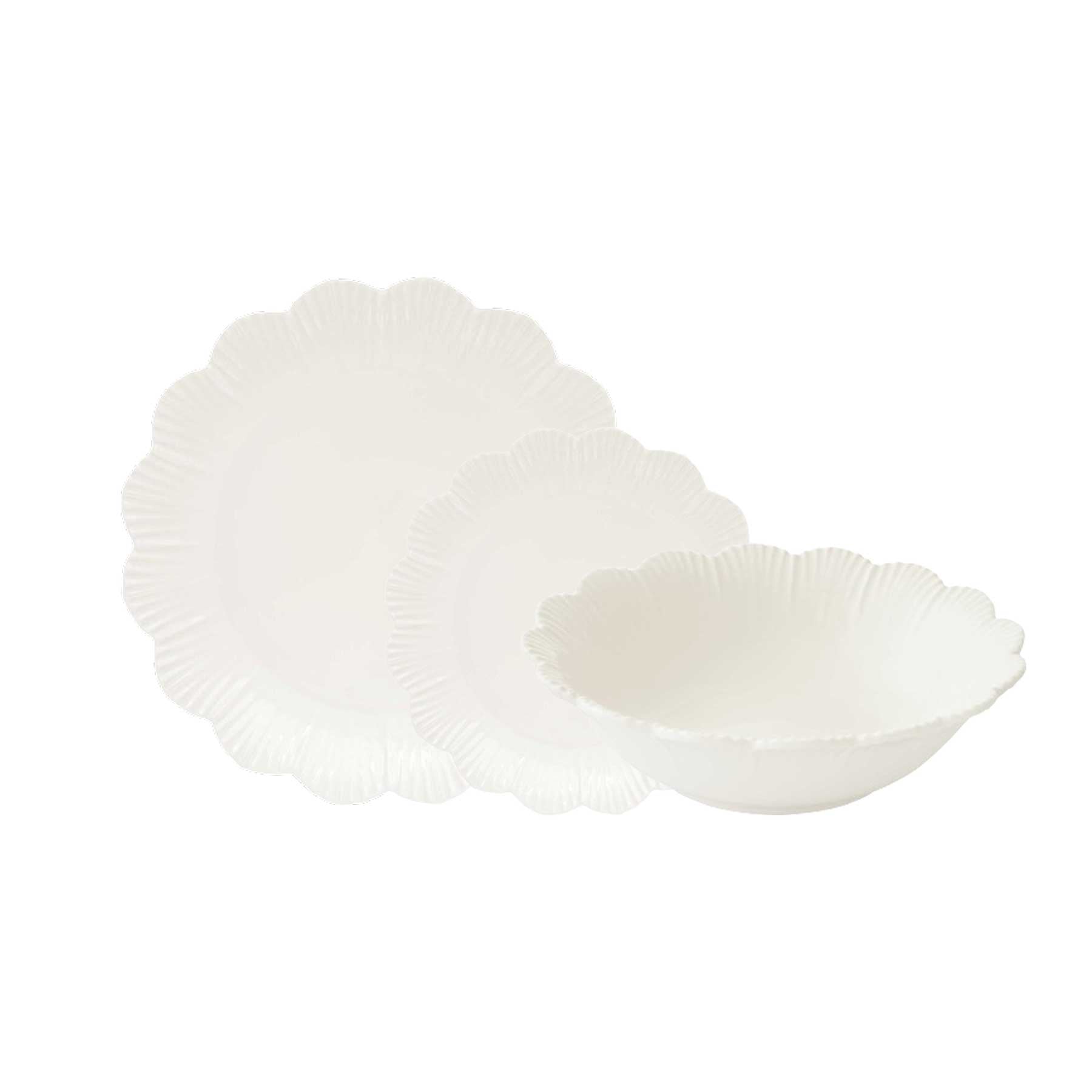 Tányér, étkészlet Fleuri 18 részes prémium fehér porcelán étkészlet Easy Life