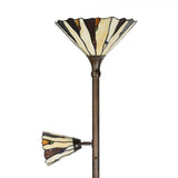 Tiffany állólámpa Ø 38x178 cm bézs barna színes ólom üveg