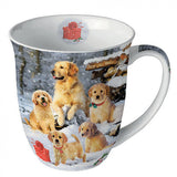 Bögre, csésze Golden retriever kölykök karácsonyi porcelán bögre